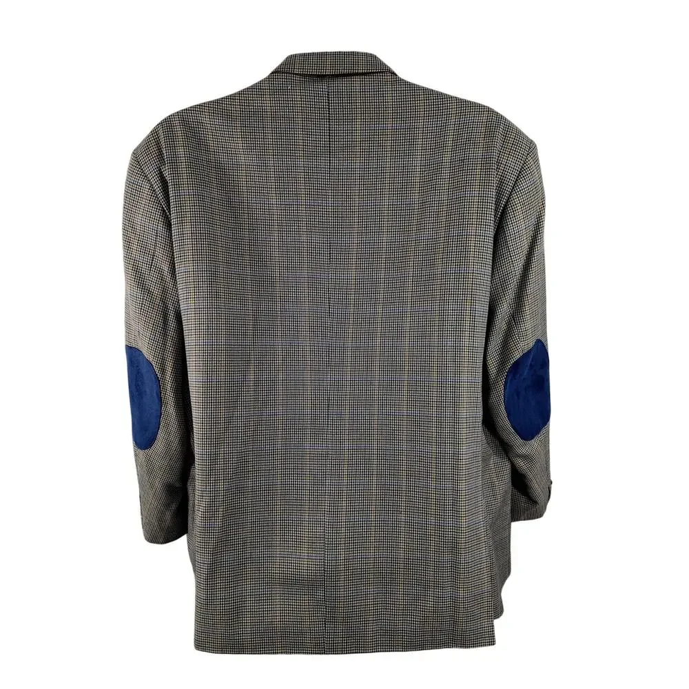 NWOT! AFAZZY! GORGEOUS BLACK, CREAM, GOLDEN TAN, BLUE MICROPLAID JACKET! 54R